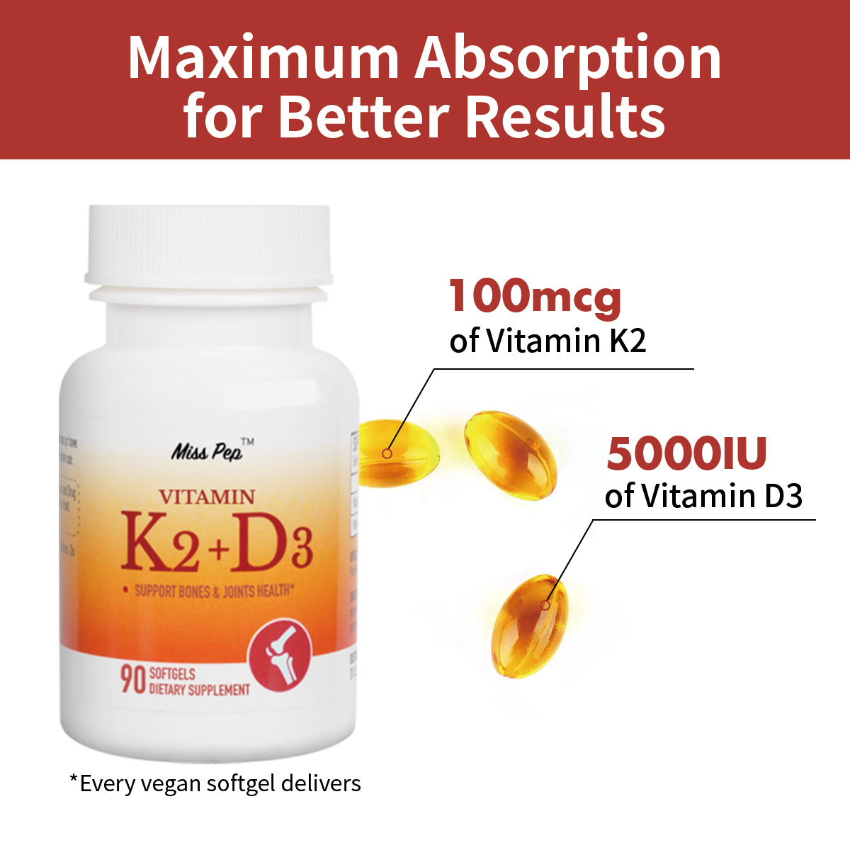 MissPep Vitamin D3K2 Complex Softgels