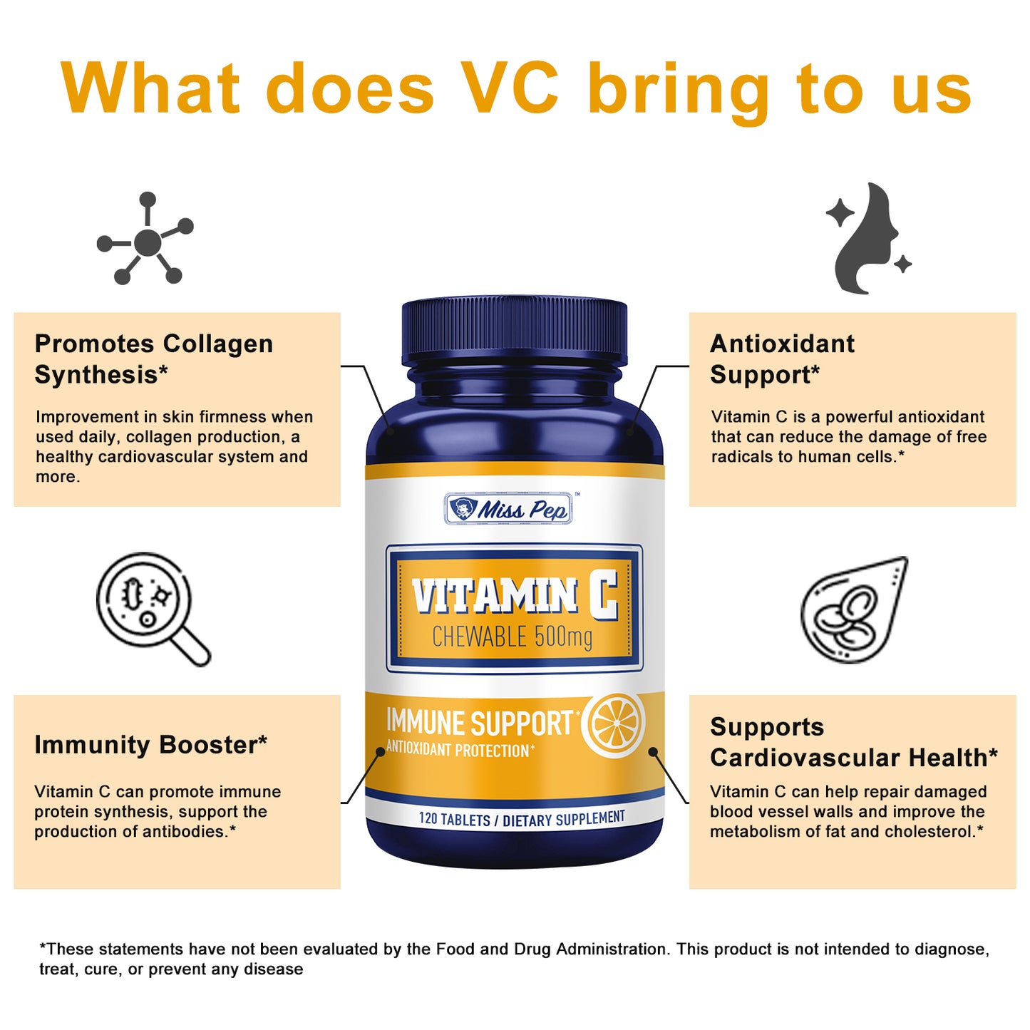Misspep 120ct Ascorbic Acid Vitamin C