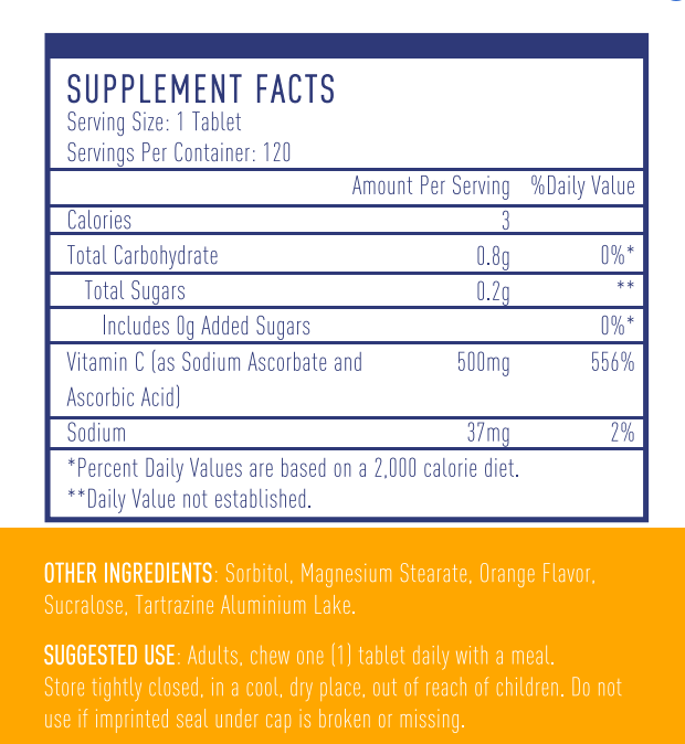 Miss Pep 120ct Ascorbic Acid Vitamin C