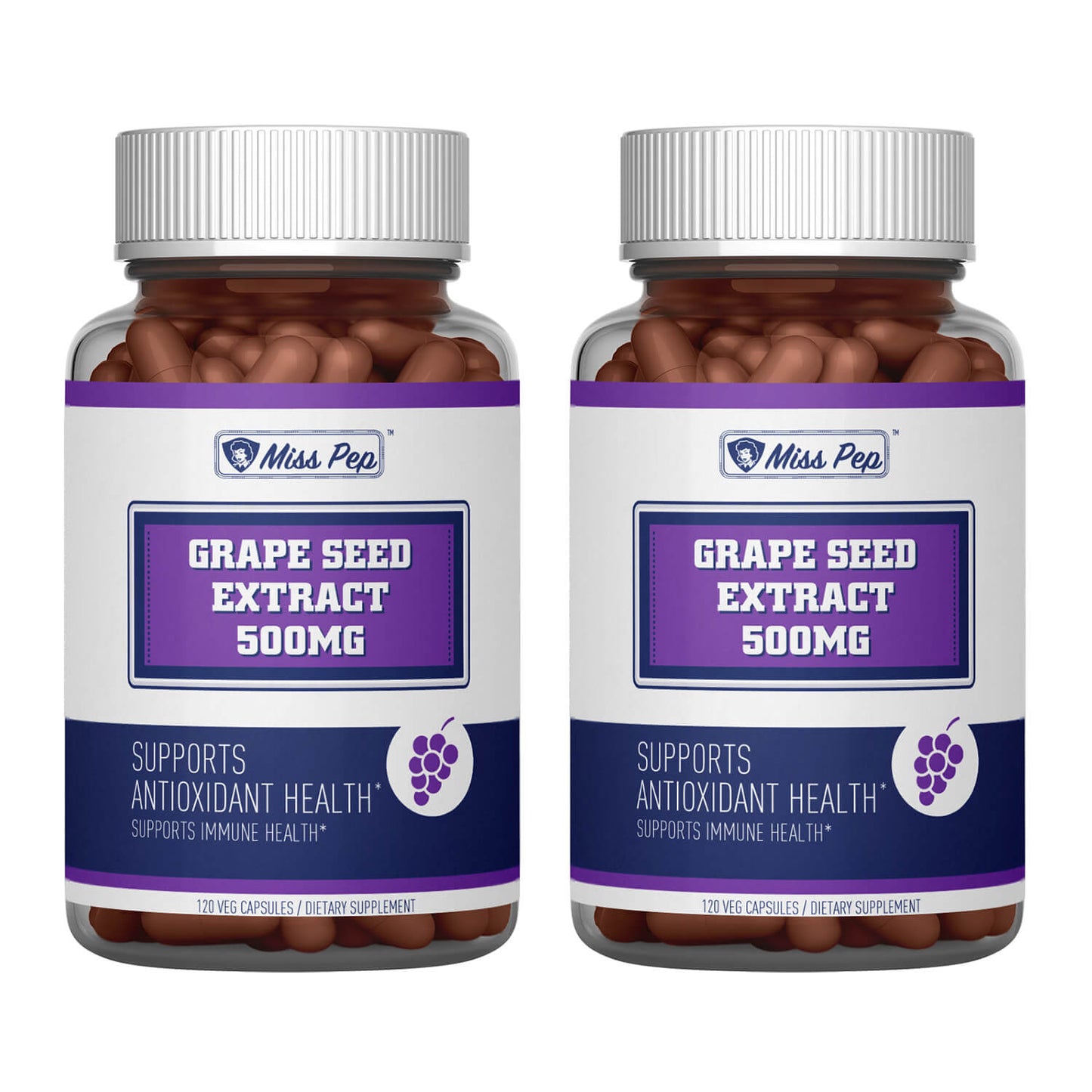 Miss Pep Grape Seed Extract Antioxidant Supplement 500mg Per Serving Vegan Capsule