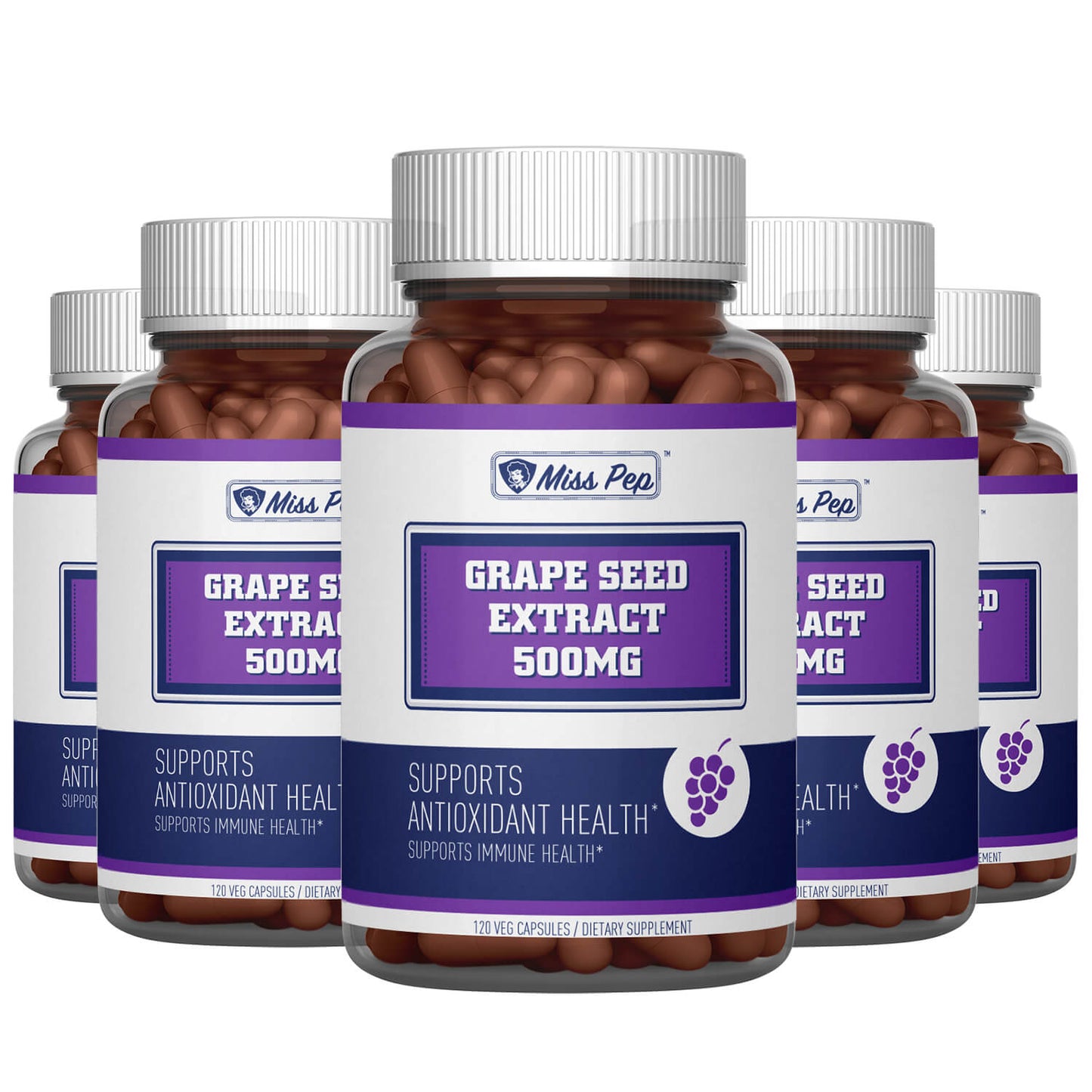 Miss Pep Grape Seed Extract Antioxidant Supplement 500mg Per Serving Vegan Capsule
