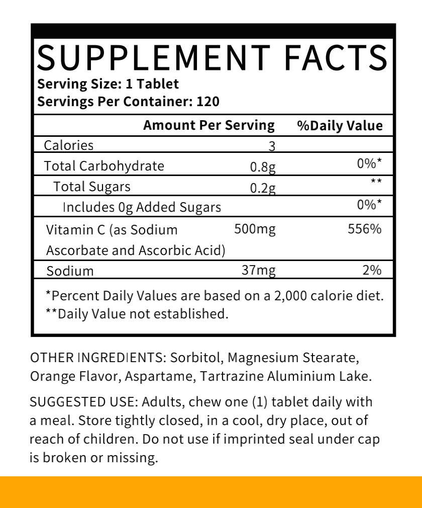 DreamVitas Vitamin C Chewable 500mg for Antioxidant Protection