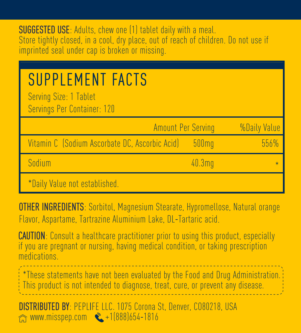 BUZZLAB Vitamin C Chewable 500mg for Antioxidant Protection