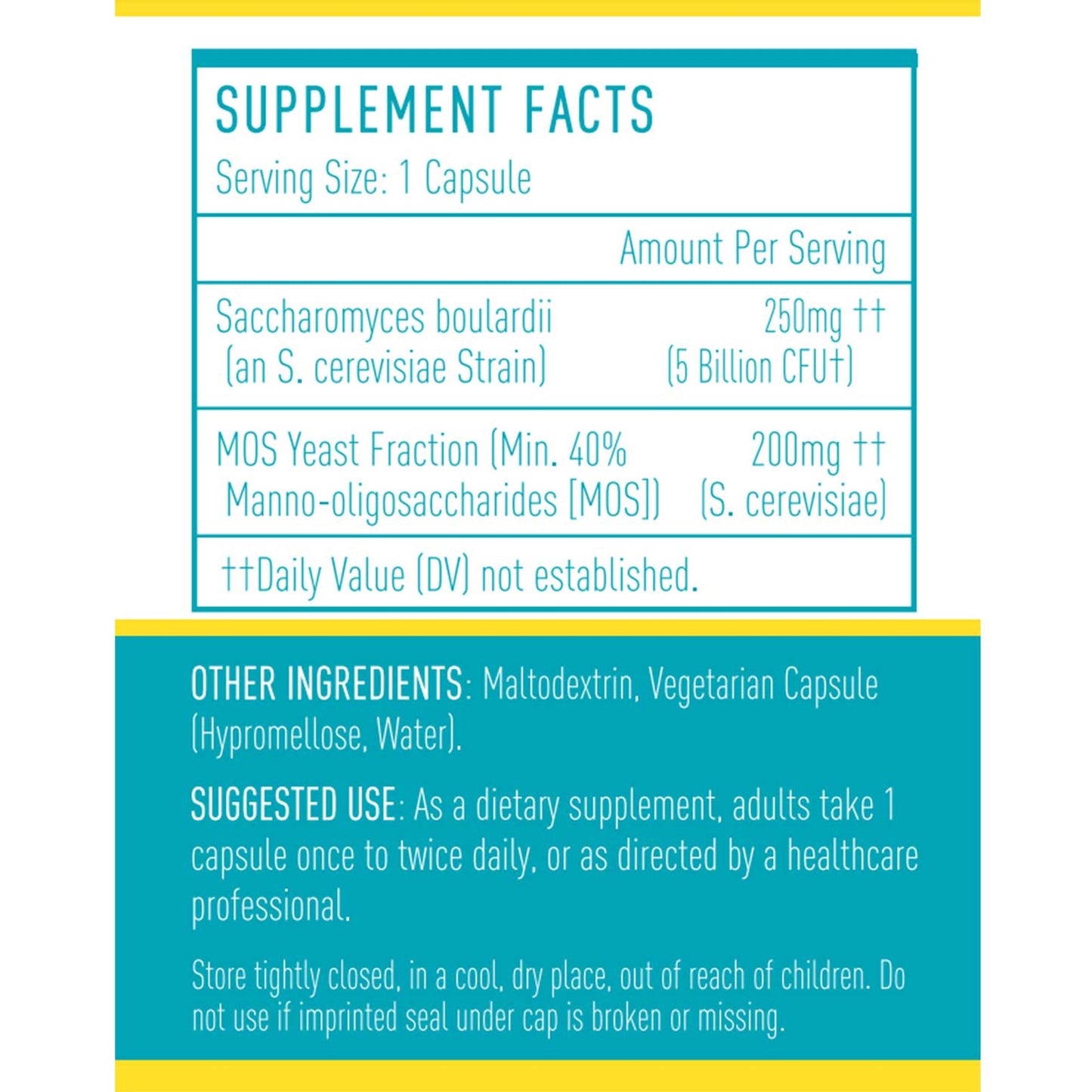 Saccharomyces Boulardii 5 Billion CFU Plus MOS Yeast Fraction- Probioticss & Prebiotic Supplement