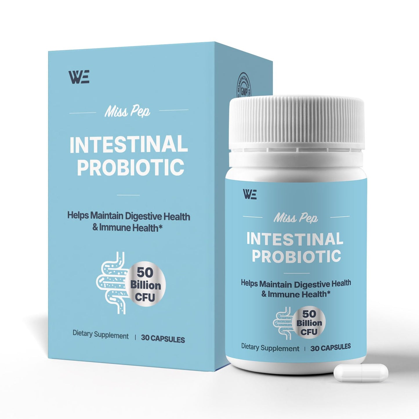 Probiotics 50 Billion CFU - 8 Unique Strains + 3 Prebiotics - Immune, Digestive & Gut Health