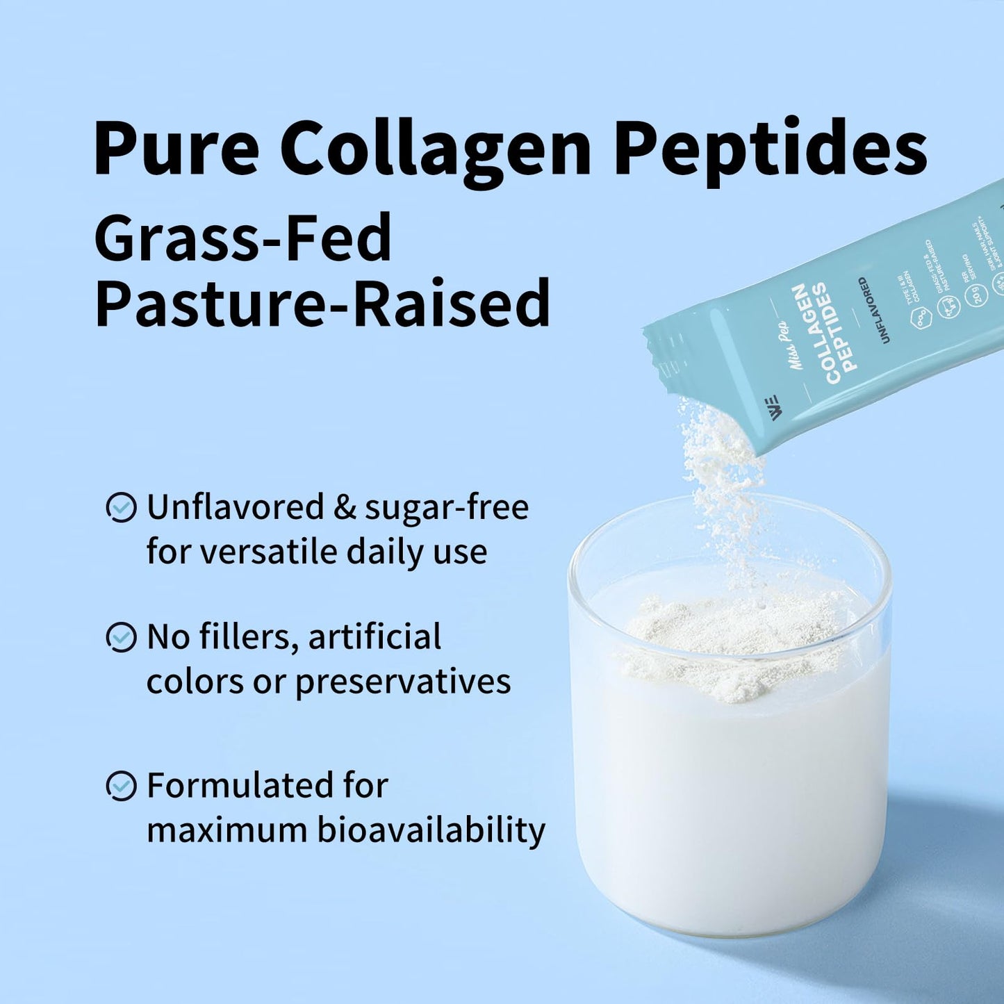 Collagen Peptides,Hydrolyzed Collagen Peptides I, III, Skin, Nails, Bone and Joint Health, Unscented, for Men and Women