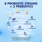 Probiotics 50 Billion CFU - 8 Unique Strains + 3 Prebiotics - Immune, Digestive & Gut Health
