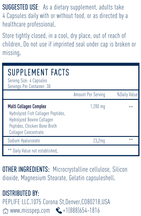 Misspep 600 ct Hyaluronic Collagen Capsules