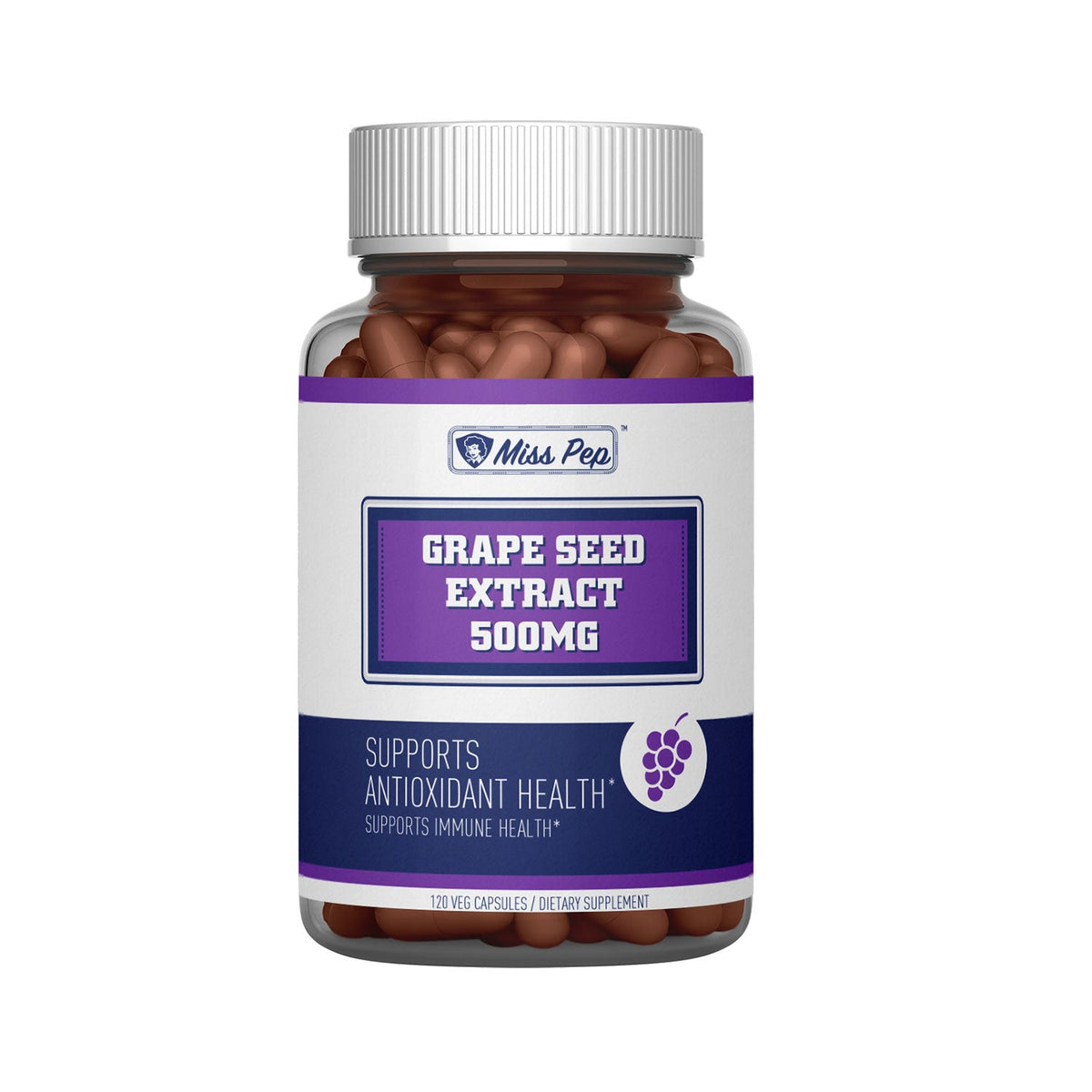 Miss Pep Grape Seed Extract Antioxidant Supplement 500mg Per Serving Vegan Capsule