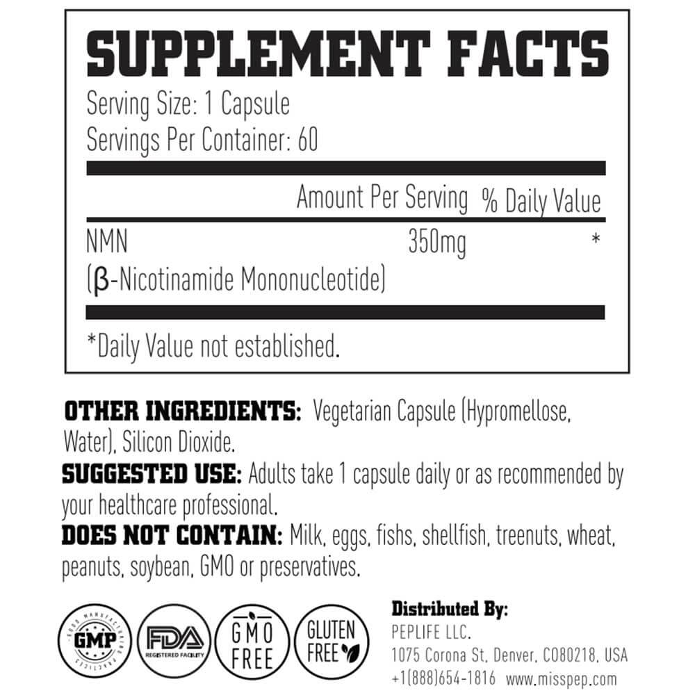 Anti-aging NMN 20000 99% High Purity Stabilized Vegan Capsules