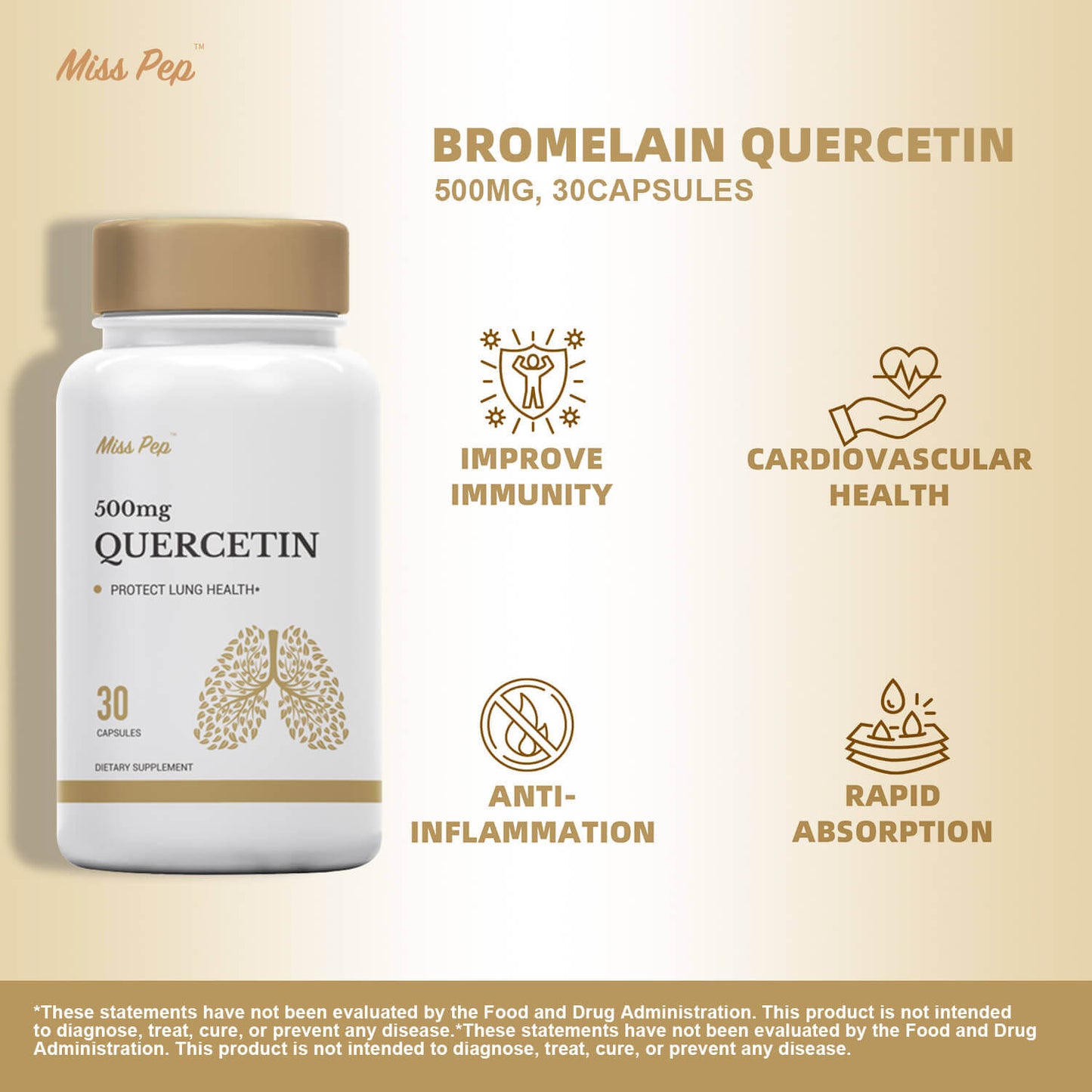 Misspep Quercetin with Bromelain Supplement for Immune Support