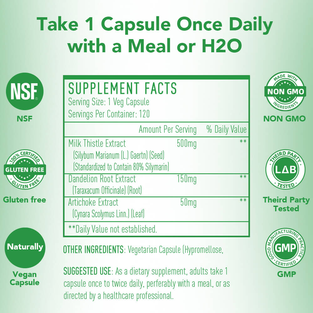 Misspep Liver Detox Milk Thistle Extract 500 mg with Artichoke Extract for Healthy Liver