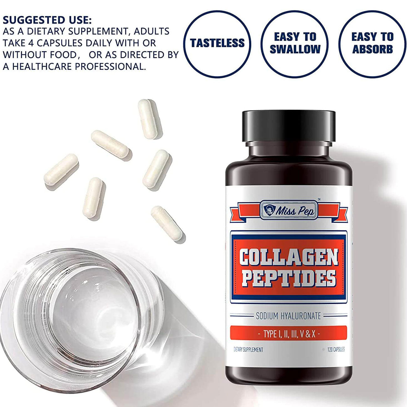 Misspep 600 ct Hyaluronic Collagen Capsules