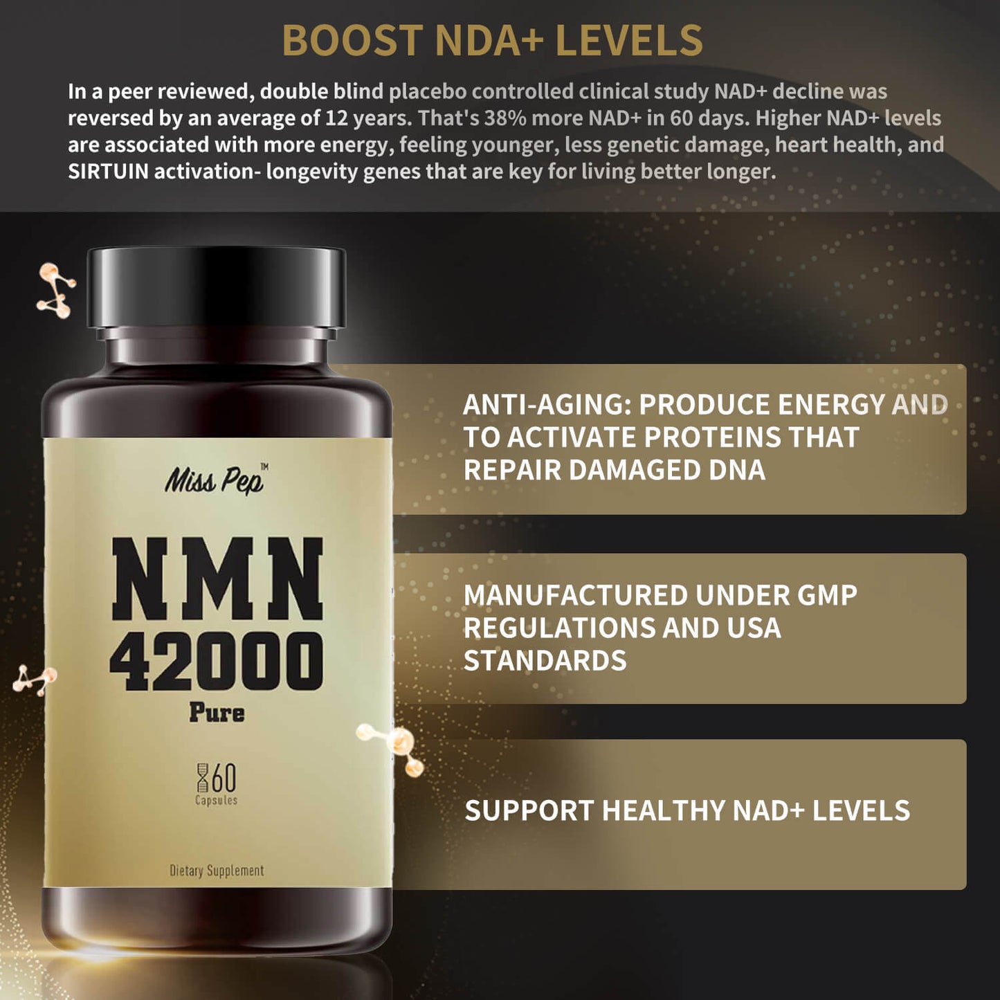 Misspep NMN Anti-Aging 42000 Capsules (99.99% in Purity)