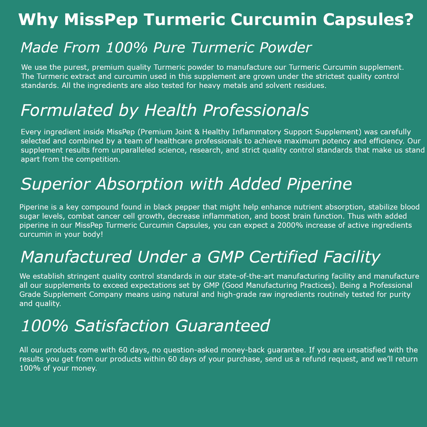 Misspep Turmeric Curcumin Capsules for Joint Support