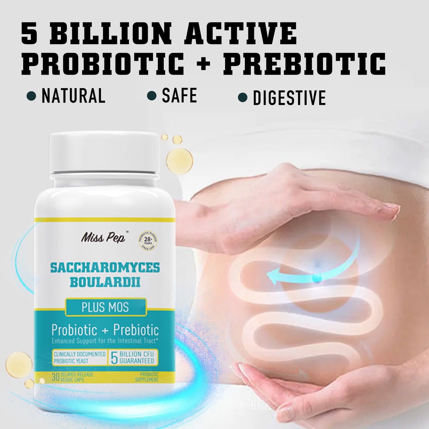 Saccharomyces Boulardii 5 Billion CFU Plus MOS Yeast Fraction- Probioticss & Prebiotic Supplement